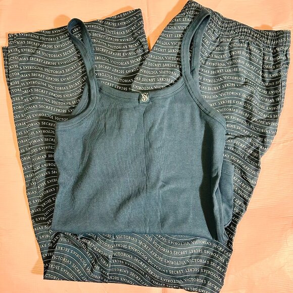 VS Cotton Tank Top & Pants Tee-Jama Pajama Set, Blue/Midnight Sea, Size Large - Picture 4 of 6